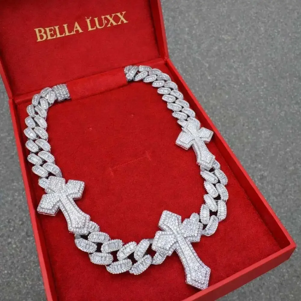 Silver Cross Cuban Necklace 18 Inch 22 A 2